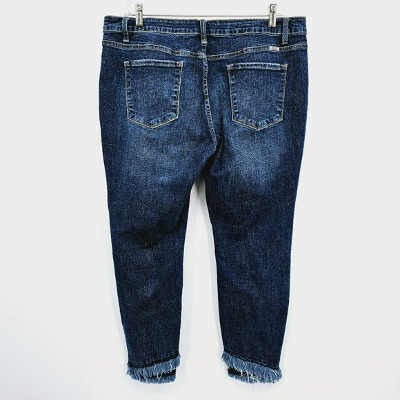 KanCan Lexington Double Fray Cross Cuff Ankle Skinny Jean 3XL Mid Rise Dark Wash - Picture 11 of 12